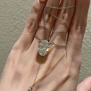 HUGE! 6 carats oval diamond solitaire necklace solid platinum pt950 igi report